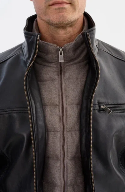 Regency Leather Bomber Jacket In Black