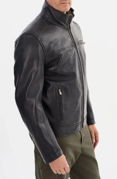 Regency Leather Bomber Jacket In Black