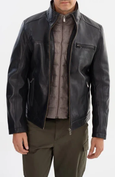Regency Leather Bomber Jacket In Black
