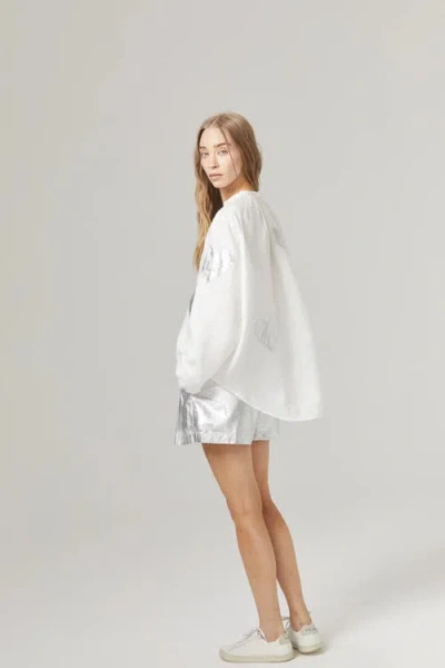 Lanhtropy Cupid Linen Shirt With Metallic Hearts In White