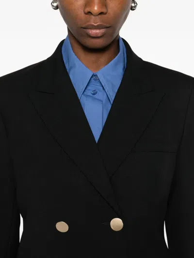 Sandro Womens Black Double-breasted Peak-lapel Wool Blazer In Black