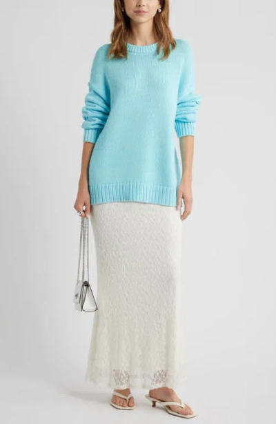 Open Edit Oversize Crewneck Cotton Sweater In Blue