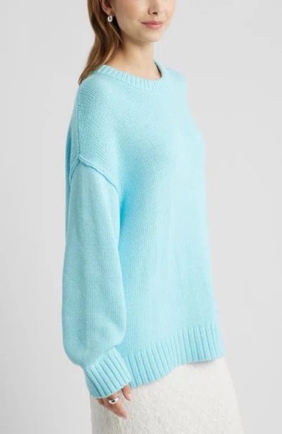 Open Edit Oversize Crewneck Cotton Sweater In Blue