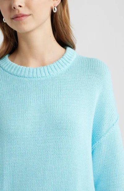 Open Edit Oversize Crewneck Cotton Sweater In Blue