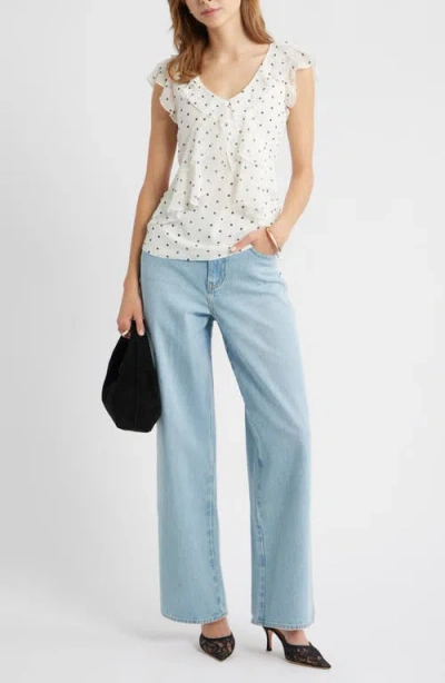 Open Edit Chiffon Ruffle Top In White