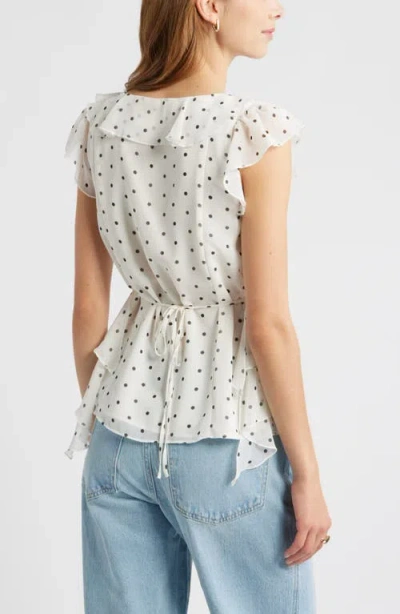 Open Edit Chiffon Ruffle Top In White