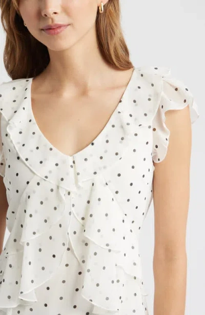 Open Edit Chiffon Ruffle Top In White