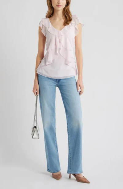 Open Edit Chiffon Ruffle Top In Pink