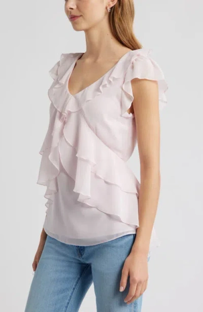 Open Edit Chiffon Ruffle Top In Pink