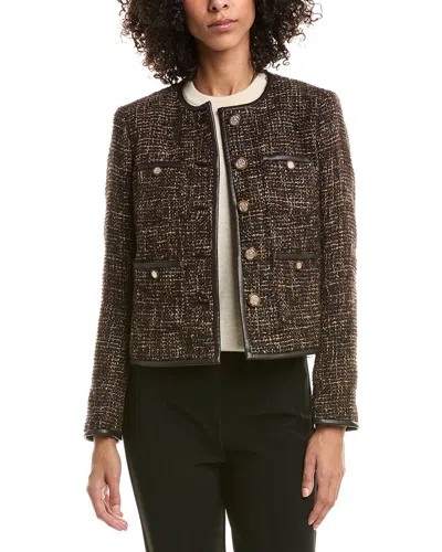 Anne Klein Tweed Jacket In Brown