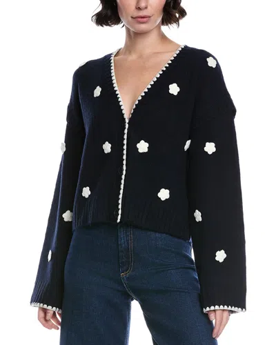 Nvlt Crochet Flower Cardigan In Blue