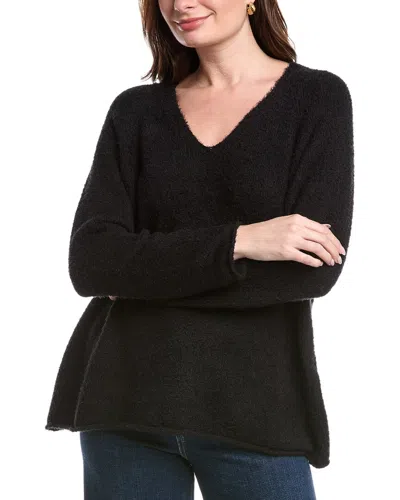 Eileen Fisher V-neck Wool Sweater In Black