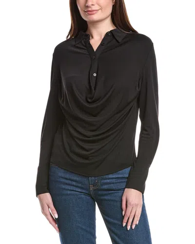 Kenneth Cole Drape Front Pullover Shirt In Black