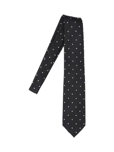 Tom Ford Regular Width Pointed Tip Polka Dot Tie In Black