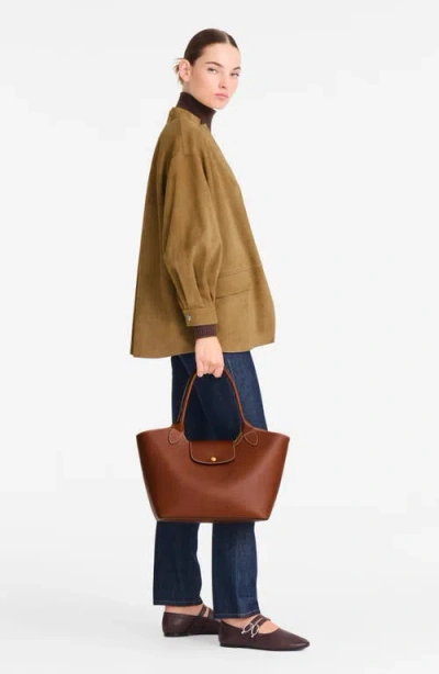 Longchamp Épure Leather Shoulder Tote In Brown