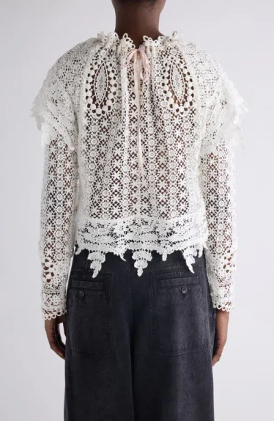 Isabel Marant Hyliana Knit Cotton Lace Top In White
