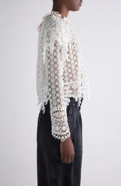 Isabel Marant Hyliana Knit Cotton Lace Top In White