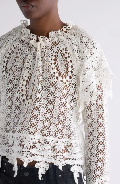 Isabel Marant Hyliana Knit Cotton Lace Top In White