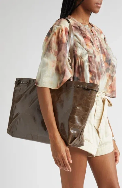 Isabel Marant Winna Leather Tote In Green