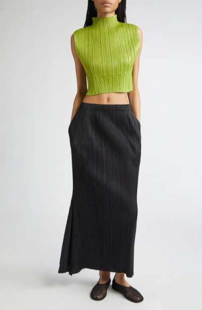 Issey Miyake Pleats Please  Tune Pleated Crop Top In Green