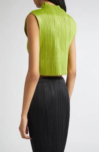 Issey Miyake Pleats Please  Tune Pleated Crop Top In Green