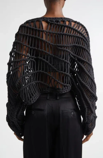 Aisling Camps Ripple Macramé Pullover Top In Black
