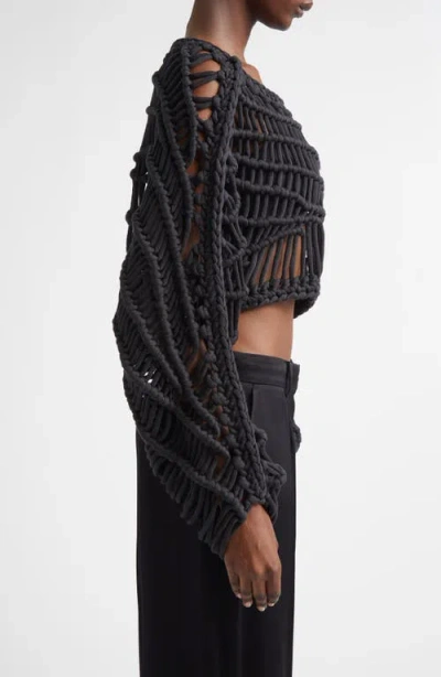 Aisling Camps Ripple Macramé Pullover Top In Black