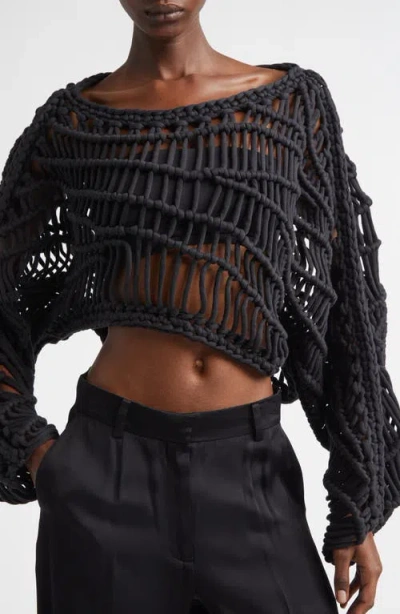 Aisling Camps Ripple Macramé Pullover Top In Black