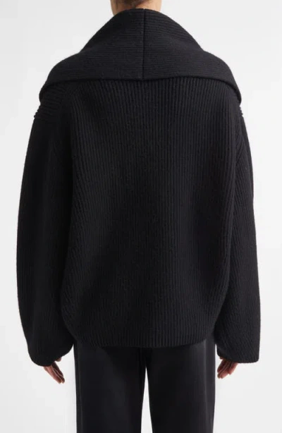 Totême Toteme Wool Knit Scarf-lapel Cardigan With Double-breasted Design In Black