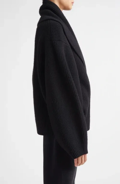 Totême Toteme Wool Knit Scarf-lapel Cardigan With Double-breasted Design In Black