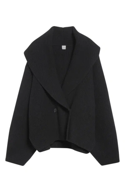 Totême Toteme Wool Knit Scarf-lapel Cardigan With Double-breasted Design In Black