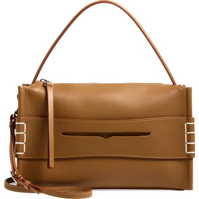 Jw Anderson Loafer Leather Shoulder Bag With Detachable Strap In Brown