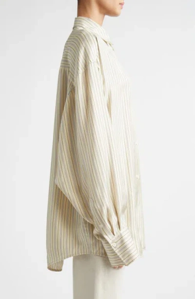 Totême Toteme Oversize Stripe Silk Button-up Shirt In Multi