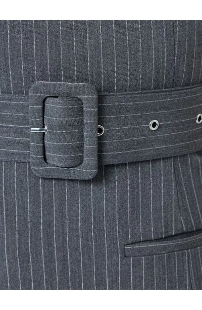 French Connection Minka Pinstripe Belted Minidress In Multi