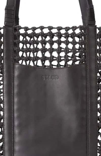 Staud Getaway Hand Knotted Leather Tote Bag In Brown