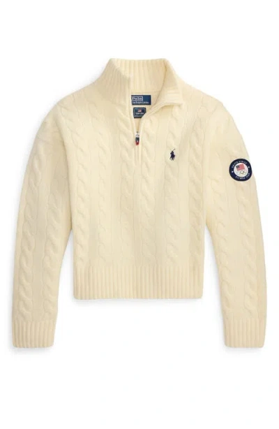 Polo Ralph Lauren Team Usa Cable Stitch Half Zip Pullover In White