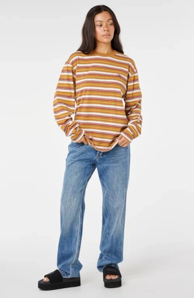 Rip Curl Stripe Long Sleeve T-shirt In Brown