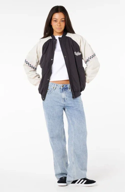 Rip Curl Sunset Luau Nylon Bomber Jacket In Black