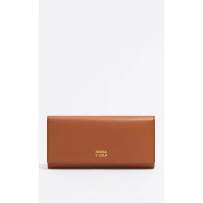 Bimba Y Lola Tan Leather Continental Wallet In Brown