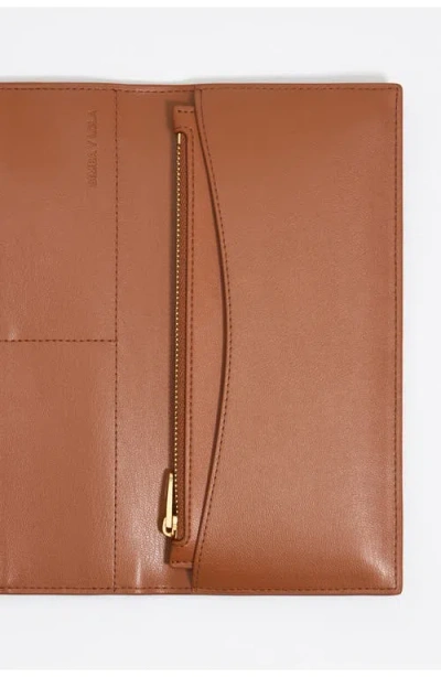 Bimba Y Lola Tan Leather Continental Wallet In Brown