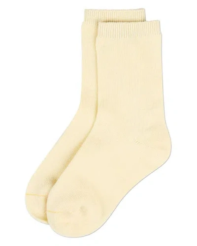 Memoi Kid's Basic Soft Rayon Crew Socks In Yellow