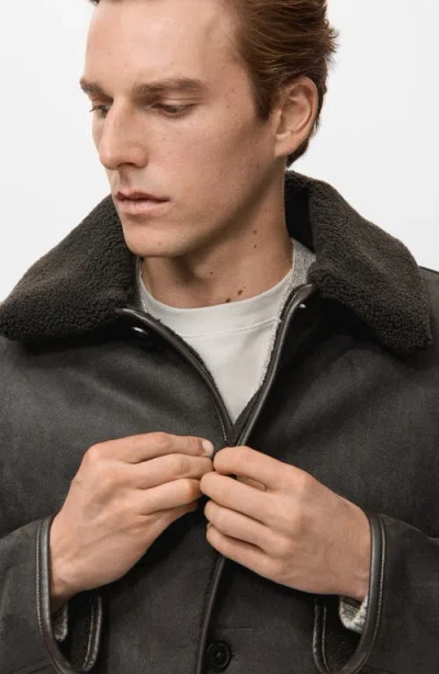 Mango Men's Faux-shearling Suede Jacket In Brown