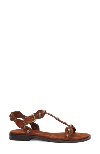 Ash Phanny Metallic Studded Ankle Strap Sandal In Brown