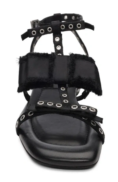 Ash Rachel Studded Ankle Strap Slide Sandal In Black
