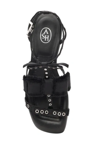 Ash Rachel Studded Ankle Strap Slide Sandal In Black