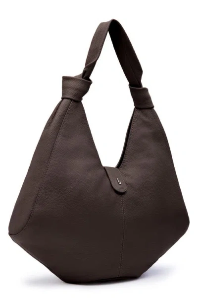 Behno Large Nelli Pebble Leather Hobo Bag In Brown