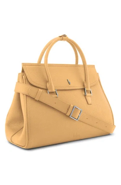 Behno Large Coco Pebble Leather Satchel In Neutral