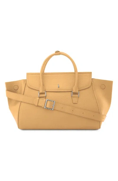 Behno Large Coco Pebble Leather Satchel In Neutral
