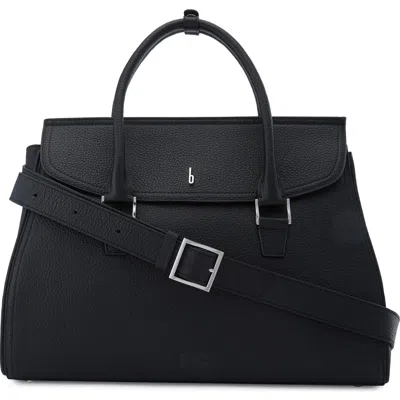 Behno Large Coco Pebble Leather Satchel In Black