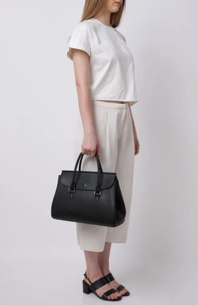 Behno Large Coco Pebble Leather Satchel In Black